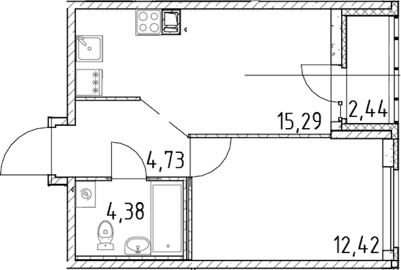1-комнатная квартира 36.82 м², 11/17 эт., ЖК «Город Первых»